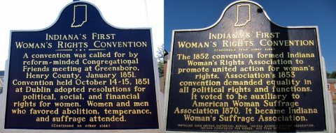 Indiana's First Woman's Rights Convention Sign