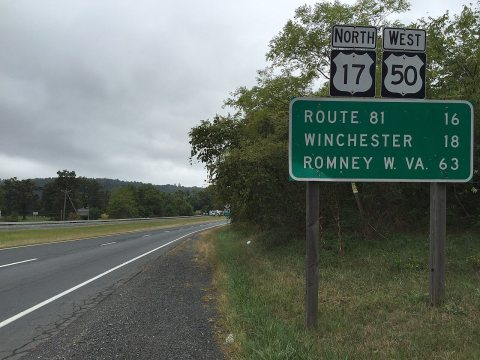2016-09-28 15 12 12 View north along U.S. Route 17 and west along U.S. Route 50 (John Mosby Highway) at Winchester Road…