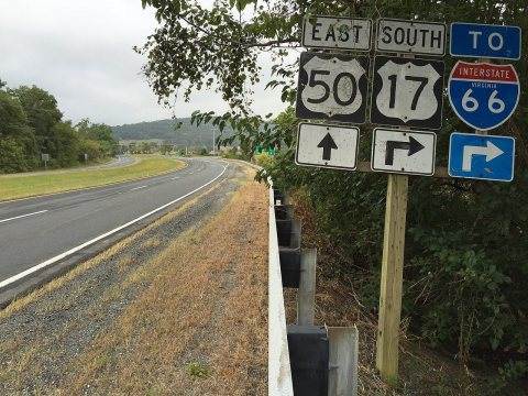 2016-09-28 15 16 43 View south along U.S. Route 17 and east along U.S. Route 50 (John Mosby Highway) at Federal Street …