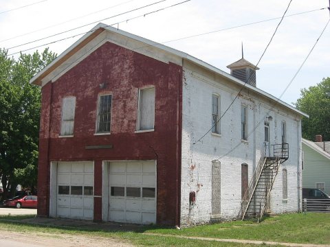 Garage doors on an 1840 building
