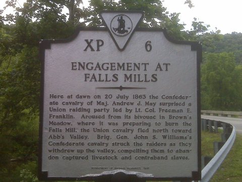 Engagement at Falls Mills Historical Marker
