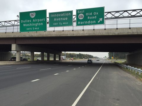 2017-10-12 12 47 35 View south along Virginia State Route 28 (Sully Road) at the exit for Virginia State Secondary Rout…