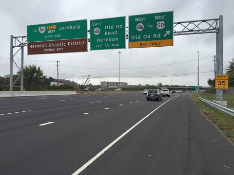 2017-10-12 12 46 35 View south along Virginia State Route 28 (Sully Road) at the exit for Virginia State Secondary Rout…