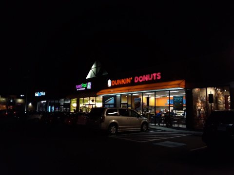 Greenbriar Shopping Center Dunkin' Donuts at night