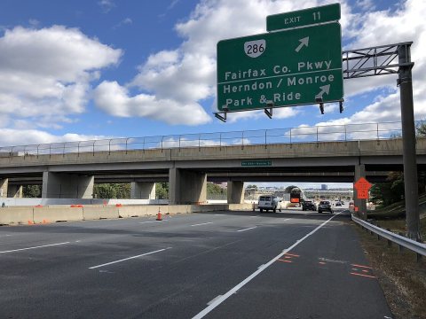 2018-10-24 11 59 59 View east along Virginia State Route 267 (Dulles Toll Road) at Exit 11 (Virginia State Route 286-Fa…