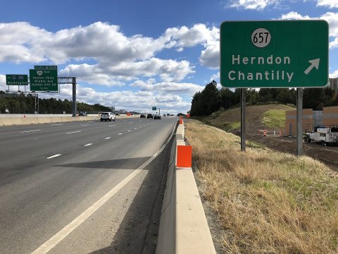 2018-10-24 11 57 47 View east along Virginia State Route 267 (Dulles Toll Road) at Exit 10 (Virginia State Route 657, H…