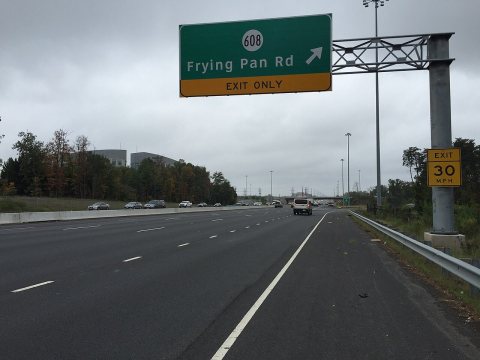 2017-10-12 12 54 49 View south along Virginia State Route 28 (Sully Road) at the exit for Virginia State Secondary Rout…