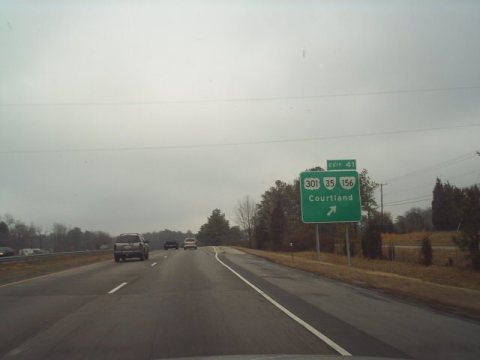 Northbound I-95 at Exit 41 (US 301-VA 35-156) in