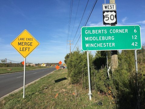 2016-10-29 09 44 22 View west along U.S. Route 50 (John Mosby Highway) at Loudoun County Parkway (Virginia State Second…