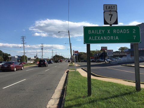 2016-10-23 15 02 07 View east along Virginia State Route 7 (Leesburg Pike) at U.S. Route 50 (Arlington Boulevard) in