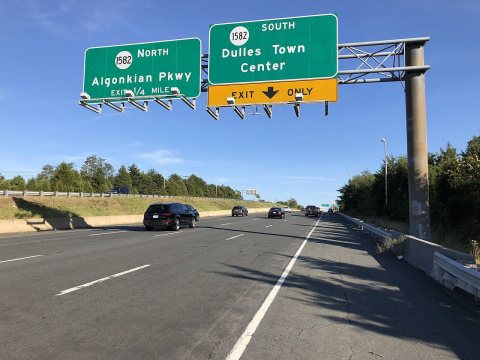 2019-09-20 17 00 56 View east along Virginia State Route 7 (Harry Byrd Highway) at the exit for Virginia State Route 15…