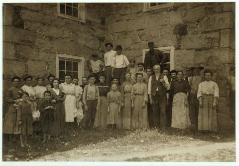 Group showing typical workers in the small mills of Virginia, while industry is at ebb-tide. Matoaca, Va. June 1911. Th…