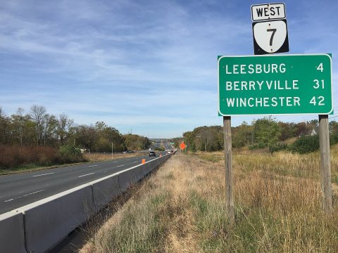 2016-10-29 11 10 26 View west along Virginia State Route 7 (Harry Byrd Highway) between Belmont Ridge Road (Virginia St…