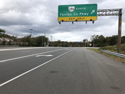 2018-10-29 12 48 31 View north along Virginia State Route 286 (Fairfax County Parkway) at the exit for Virginia State R…