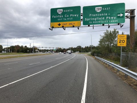 2018-10-29 12 47 28 View north along Virginia State Route 286 (Fairfax County Parkway) at the exit for Virginia State R…