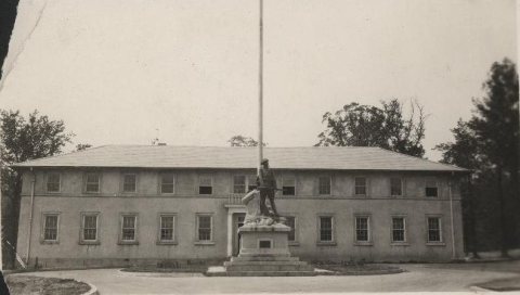Administration building and "A Crusade for Right," 1929