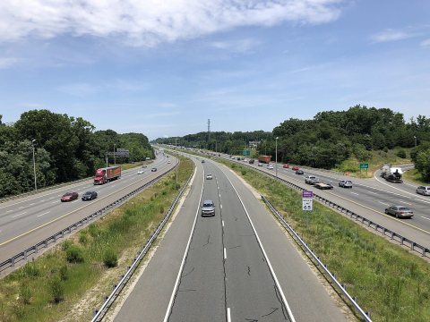 2019-06-24 13 21 46 View north along Interstate 95 from the overpass for Virginia State Route 234 (Dumfries Road) on th…