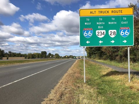2019-10-17 11 03 42 View west along Virginia State Route 294 (Prince William Parkway) just south of Liberia Avenue and …