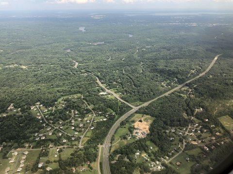 2019-07-22 15 56 22 View east along Virginia State Route 294 (Prince William Parkway), Virginia State Route 612 (Yates …