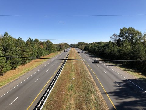 2019-10-18 13 38 07 View south along Virginia State Route 234 (Prince William Parkway) from the overpass for Virginia S…
