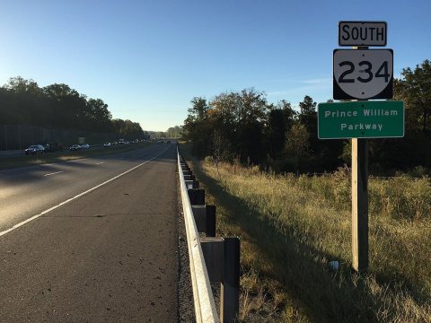 2016-10-11 08 10 34 View south along Virginia State Route 234 (Prince William Parkway) between Virginia State Route 28 …