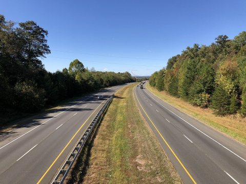 2019-10-18 13 38 28 View north along Virginia State Route 234 (Prince William Parkway) from the overpass for Virginia S…