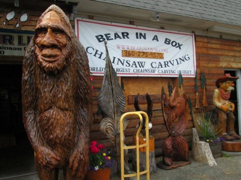 Bear in a Box, Chainsaw Carving