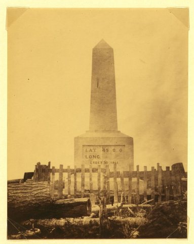 Boundary monument at Point Roberts - Lat. 49 0 0, Long., erected 1861