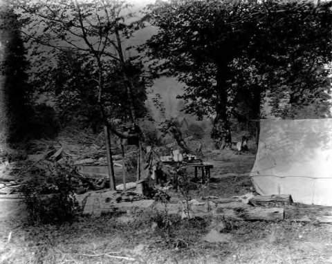 Campsite at Quilcene, Washington, ca. 1898-1899