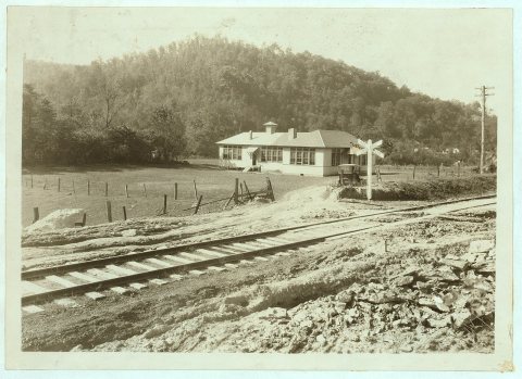 The Big Chimney School at Big Chimney, W. Va. near Charleston. A good building and plenty of land but the main-traveled…
