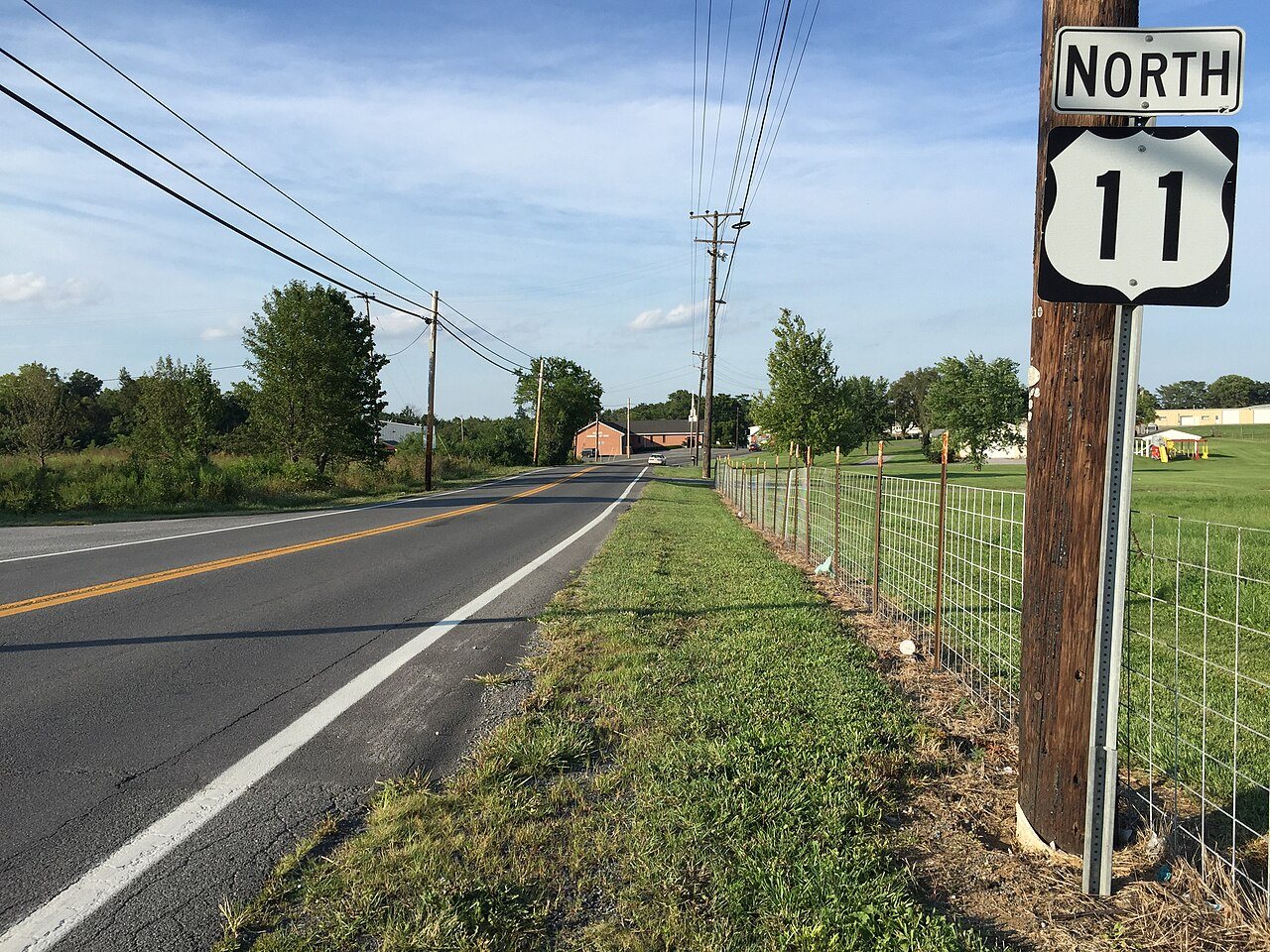 2016-08-24 18 04 41 View north along U.S. Route 11 (Winchester Avenue) at Sader Drive in