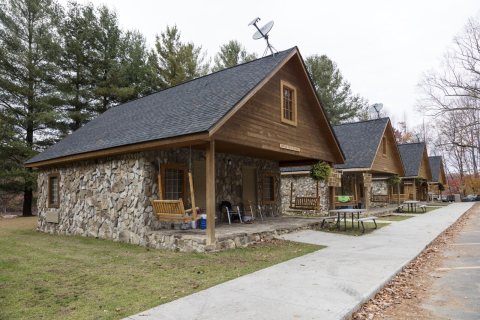 Row of modern Buffalo Trail Cabins in
