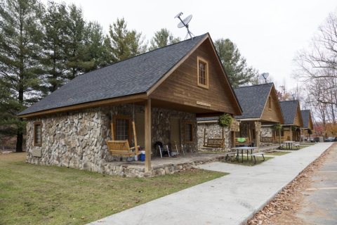 Row of modern Buffalo Trail Cabins