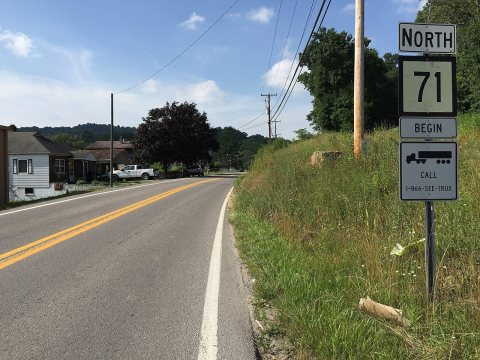 2017-07-21 17 17 02 View north along West Virginia State Route 71 (Lorton Lick Road) at U.S. Route 52 (Coal Heritage Ro…