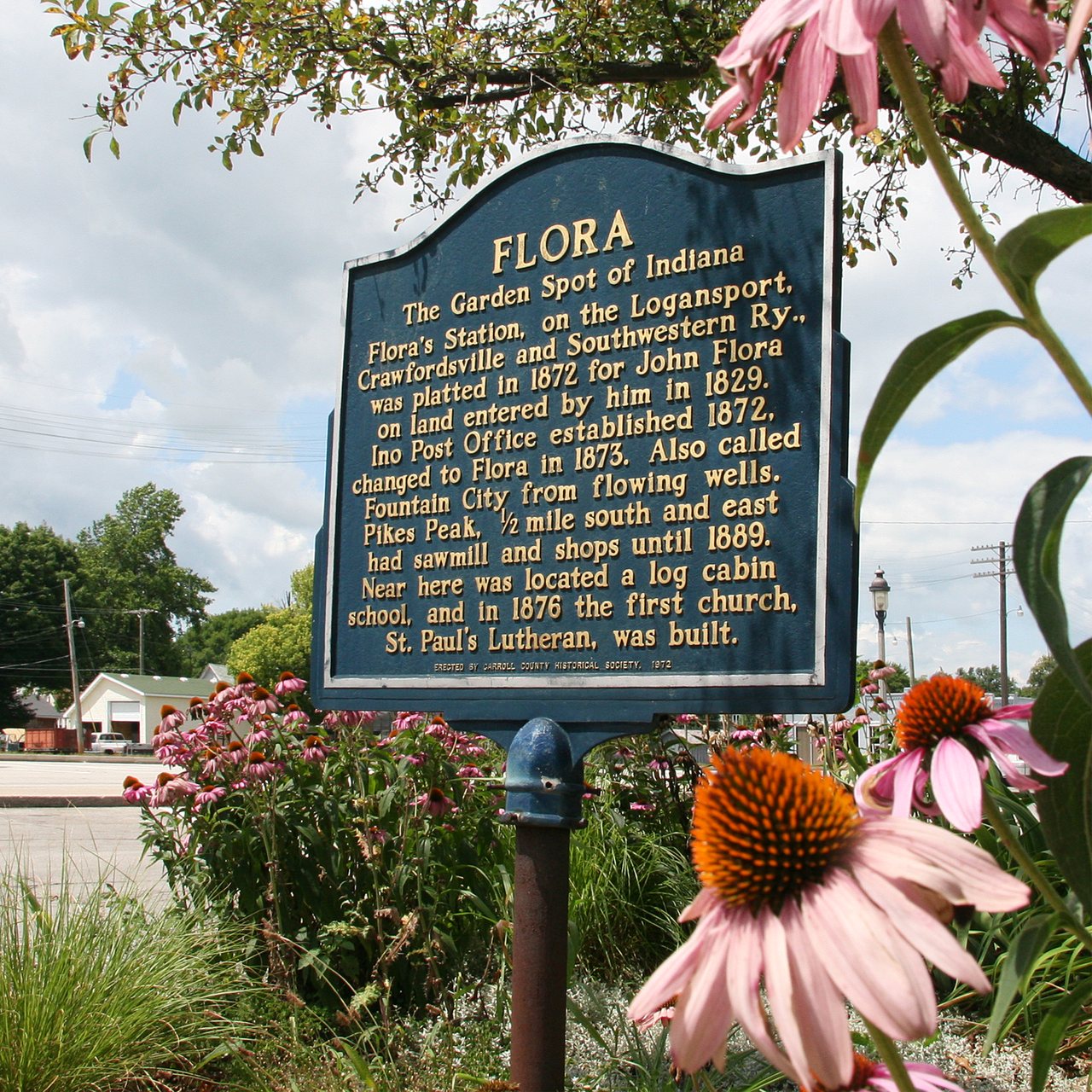Flora, Indiana historical marker