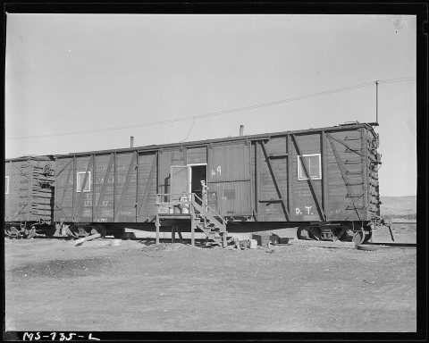 Box car made into home for miner. This is part of company housing project. Union Pacific Coal Company, Reliance Mine...…