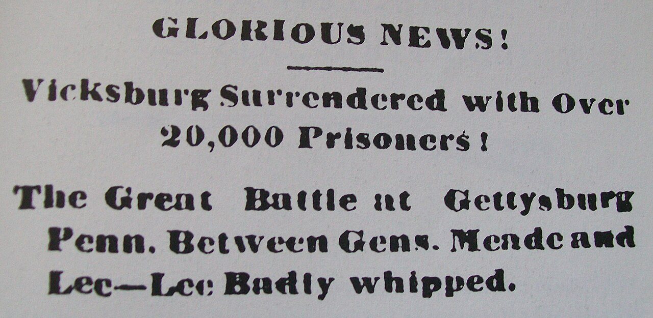 Corydon Democrat headline, July 4 1862