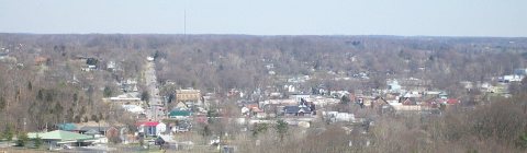Downtown Corydon Indiana viewed from the Pilot Knob in the Hayswood Nature Reserve