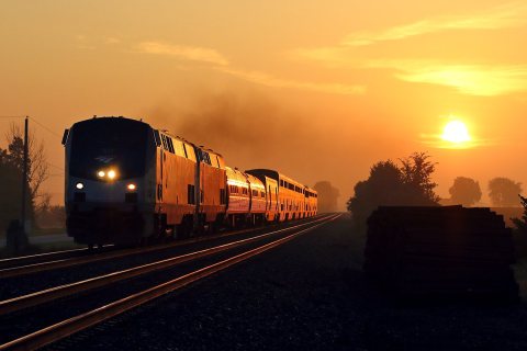 Sunrise Capitol Limited crossing the Indiana-Ohio line, August 2018