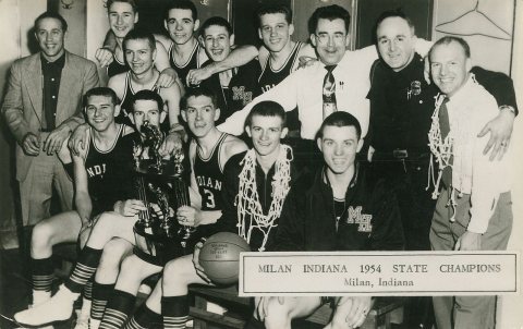 Milan High School Basketball Team, 1954 Indiana State Champions - "HOOSIERS" - Postcard