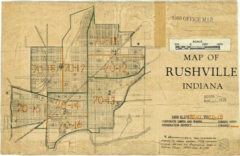 1950 Census Enumeration District Maps - Indiana (IN) - Rush County - Rushville - ED 70-11 to 18