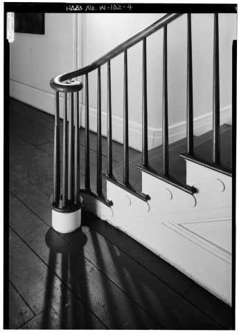 FIRST FLOOR, STAIR HALL, DETAIL OF NEWEL POST - Jacob Julian House, 313 West Main Street