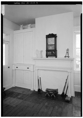 FIRST FLOOR, NORTHEAST ROOM (SECONDARY BAR ROOM), EAST WALL, DETAIL OF FIREPLACE AND CABINETS - Mansion House, 214 East…