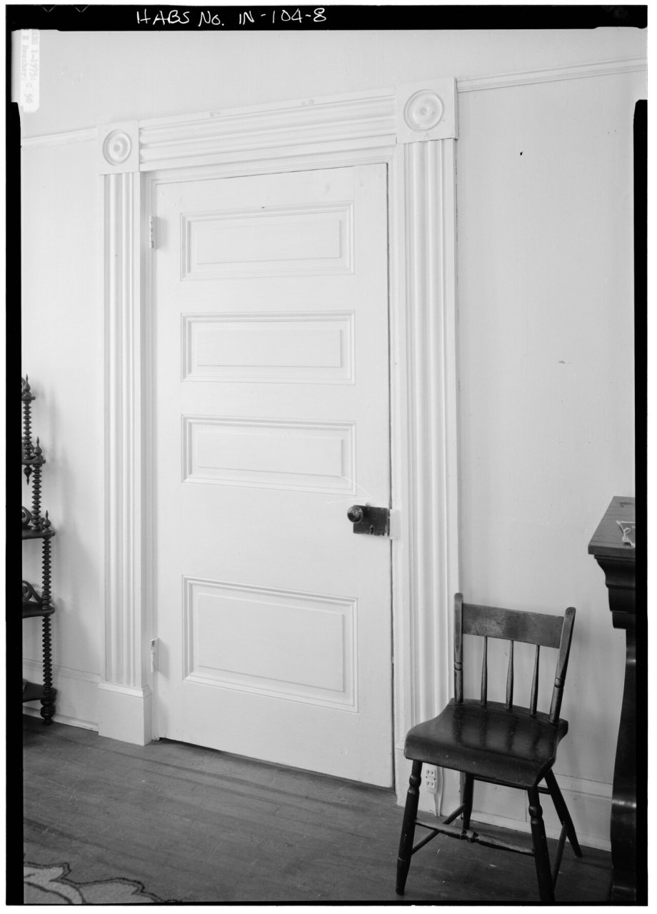 FIRST FLOOR, SOUTHEAST ROOM (MAIN BAR ROOM), WEST WALL, DETAIL OF DOORWAY - Mansion House, 214 East Main Street, Center…