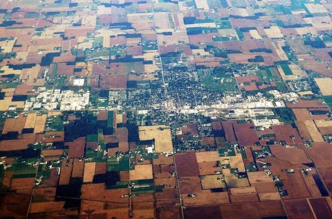 Aerial view of Nappanee, Indiana, October 2024