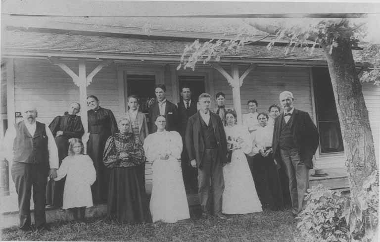 Thomas F Kane and Dorothy Gower with relatives at the home of his father, Dr John Milton Kane, on their wedding day, We…