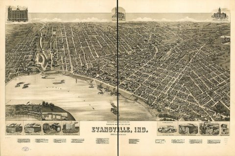 Perspective map of the city of Evansville, Ind. 1888