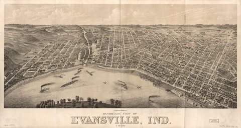 Panoramic View of Evansville, Indiana, 1880