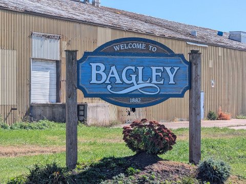 Bagley Iowa Welcome Sign