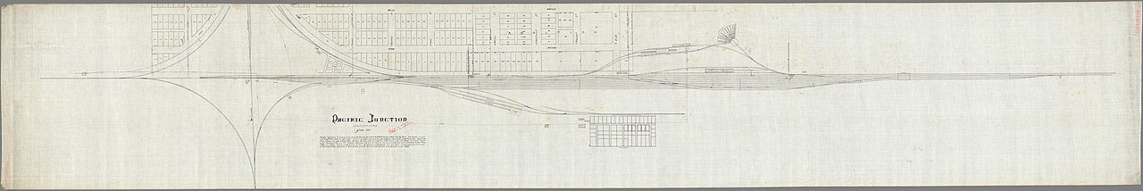 Pacific Junction. Scale 50 ft = 1 inch. Jan 1885. (10288.000)